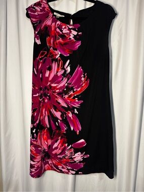 London Style Black Dress with Pink Floral Print